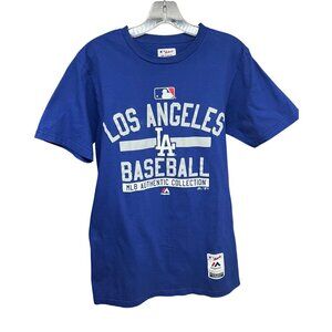 Majestic Mens LA Los Angeles Dodgers Baseball MLB Blue Graphic T-Shirt Medium